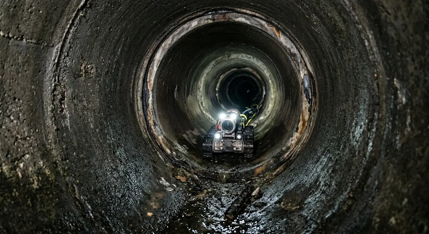 Robotic sewer camera inspecting pipe interior for Drain Snake Service in Coral Gables